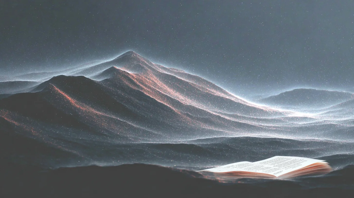 Guide de roadmap stratégique pour application sur fond de paysage montagneux abstrait avec dégradé orangé et gris